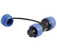 PRO ELEC 2-Pole Circular Threaded Connector Socket - 5-8mm Cable, IP68 Waterproof, Gold Contacts, Nylon Body, 250V AC, 13A - PELR0121