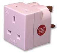 PRO ELEC 2 Way Mains Adaptor with 13A Fuse, White - UK Plug Socket Splitter