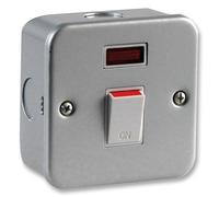 Pro Elec 220NS MB 20A DP metal Clad Switch with Neon