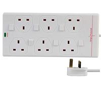 Pro Elec 2816NS(1N) 2 m 2 m 6 Way Individually Switched Surge Protected Extension Lead, White