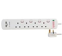 Pro-Elec 2m 4 Gang 2 USB Surge Protected Extension Lead