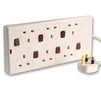 Pro Elec 2m 6 Gang Individually Switched Extension Lead with Neon Switches