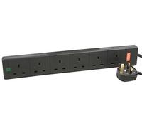 Pro Elec 2m 6 Way Surge Protected Extension Lead, Black