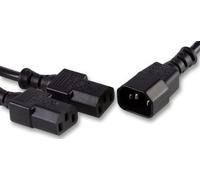 IEC C14 Male to 2 x IEC C13 Female Power Lead 2m Black Splitter