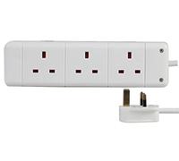PRO ELEC 3 Gang Extension Lead 5m UK Mains Power Strip 13A White