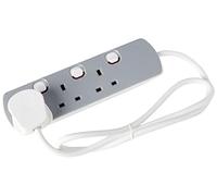 PRO ELEC 3-Gang Switched Mains Extension Lead, 1m Cable, 13A, Grey/White - PELB1761