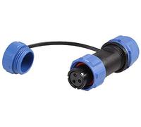 PRO ELEC 3-Pole Circular Threaded Connector Socket - 5-8mm Cable, IP68 Waterproof, Gold Contacts, Nylon Body, Threaded Coupling - PELR0122