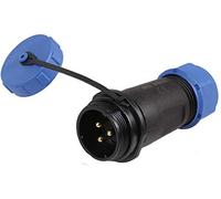 PRO ELEC 3-Pole Circular Threaded Inline Connector Plug - 7-12mm Cable, IP68 Waterproof, Gold Contacts, 500V AC, 30A - PELR0171