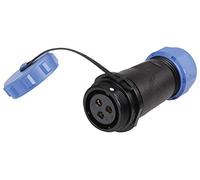 PRO ELEC 3-Pole Circular Threaded Inline Connector Socket - 7-12mm Cable, IP68 Waterproof, Gold Contacts, Nylon Body, 500V AC, 30A - PELR0178