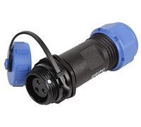PRO ELEC 3-Pole Circular Threaded Inline Socket - 5-8mm Cable, IP68 Waterproof, Gold Contacts, Nylon Body, Threaded Coupling - PELR0136