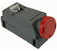 Pro Elec - 32A, 415V, 3P+N+E Cee Switched Socket With Rcd / Mcb Compartment, Red