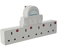 Pro-Elec 13 A 4 Way Switched Adaptor with Surge Protection - White