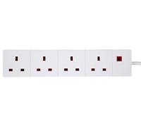 PRO ELEC 4 Gang Extension Lead 2m UK Mains Power Strip 13A White