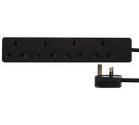 PRO ELEC 4 Gang Extension Lead - 5m Cable, Black, Wall Mountable, 13A Rated, UK Plug - PELB1410