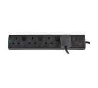 Pro elec 4-Gang Individually Switched Extension Lead, Black, 2M