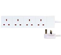 PRO ELEC 4-Gang Mains Extension Lead, 0.25m Cable, 13A, White - PEL00893