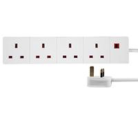 PRO ELEC 4-Gang Mains Extension Lead, 7.5m Cable, 13A, White - PELB1997