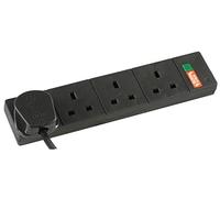 Pro Elec 4 Gang Surge Protected Extension Lead, Black 5m