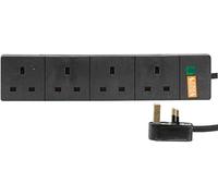 Pro Elec 4 Gang Surge Protected Mains Extension Lead, Black, 4m