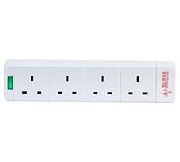 PRO ELEC 4-Gang Surge Protected Mains Extension Socket, 13A, White - PELB1534