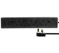 PRO ELEC 4-Gang Switched Extension Lead, 2m Cable, 13A, Black - PEL00037
