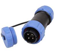 PRO ELEC 4-Pole Circular Threaded Inline Connector Plug - 7-12mm Cable, IP68 Waterproof, Gold Contacts, Nylon Body, 500V AC, 30A - PELR0158