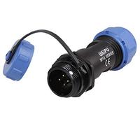 PRO ELEC 4-Pole Circular Threaded Inline Plug - IP68 Waterproof, 5-8mm Cable, 200V AC, 5A, Nylon Body with Gold Contacts - PELR0130