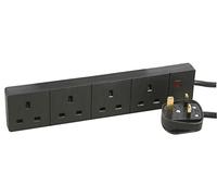 Pro Elec 4 Way Extension Lead with Neon, 10m Black