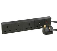 Pro Elec - 4 Way Extension Lead With Neon, 10M Black