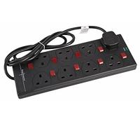 pro elec 5 m 8 Way 8 Gang Surge Protected Switched Neon Extension Lead - Black