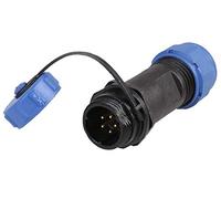 PRO ELEC 5-Pole Circular Threaded Inline Plug - IP68 Waterproof, 5-8mm Cable, 180V AC, 5A, Nylon Body with Gold Contacts - PELR0131