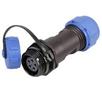 PRO ELEC 5-Pole Circular Threaded Inline Socket - IP68 Waterproof, 5-8mm Cable, 180V AC, 5A, Nylon Body with Gold Contacts - PELR0138