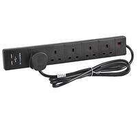 pro elec 5 Way Extension Lead with 2 x USB Socket, 2m In Black