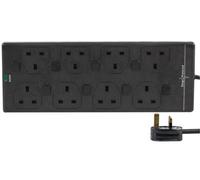 Ex-Pro 8 Gang Way 5m Metre 13A Mains Surge Protected Individually Switched Power Extension Socket Lead Cable Black