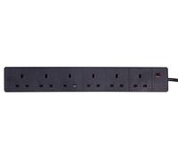 PRO ELEC 6-Gang Extension Lead, 2m Cable, 13A, Black - PELB1529