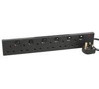 PRO ELEC 6-Gang Individually Switched Extension Lead, 0.8m, Black - PELB1724