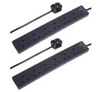 Pro Elec 6 Gang Surge Protected Extension Lead, 5M, Black, 2 Pack