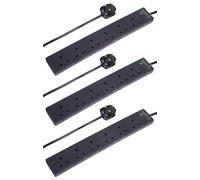 PRO ELEC 6 Gang Surge Protected Extension Lead, 5m, Black - 3 Pack, 13A UK Plug, BS 1363/A Compliant