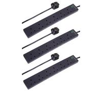 Pro Elec 6 Gang Surge Protected Extension Lead, 5M, Black, 3 Pack