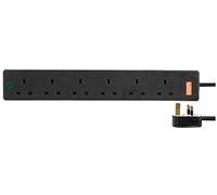 PRO ELEC 6-Gang Surge Protected Extension Lead, 5m Cable, 13A, Black - PELB1755