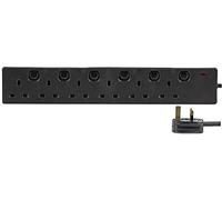 PRO ELEC 6-Gang Switched Mains Extension Lead, 5m Cable, 13A, Black - PELB1726
