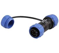 PRO ELEC 6-Pole Circular Threaded Connector Plug - 5-8mm Cable, IP68 Waterproof, Gold Contacts, Nylon Body, 125V AC, 5A - PELR0118