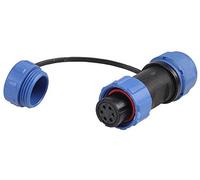 PRO ELEC 6-Pole Circular Threaded Connector Socket - 5-8mm Cable, IP68 Waterproof, Nylon Body, Gold Contacts - PELR0125