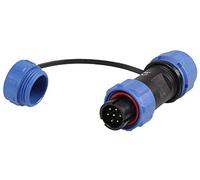 PRO ELEC 7-Pole Circular Threaded Connector Plug - 5-8mm Cable, IP68 Waterproof, Gold Contacts, Nylon Body, Threaded Coupling - PELR0119