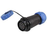 PRO ELEC 7-Pole Circular Threaded Inline Connector Socket - 7-12mm Cable, IP68 Waterproof, Gold Contacts, Nylon Body, 500V AC, 15A - PELR0181