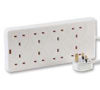PRO ELEC 8-Gang Extension Lead, 5m Cable, 13A, White - PEL01380