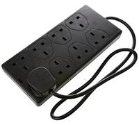 PRO ELEC 8-Gang Mains Extension Lead, 1m Cable, 13A, Black - PEL01374