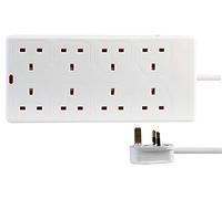PRO ELEC 8-Gang Mains Extension Lead, 500mm Cable, 13A, White - PEL01377