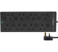 PRO ELEC 8 Gang Surge Protected Extension Lead - 1M Cable, Individually Switched