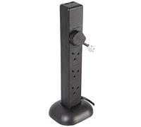 PRO ELEC 8-Gang Tower Extension Lead with USB, 2m Cable, 13A, Black - PEL00135